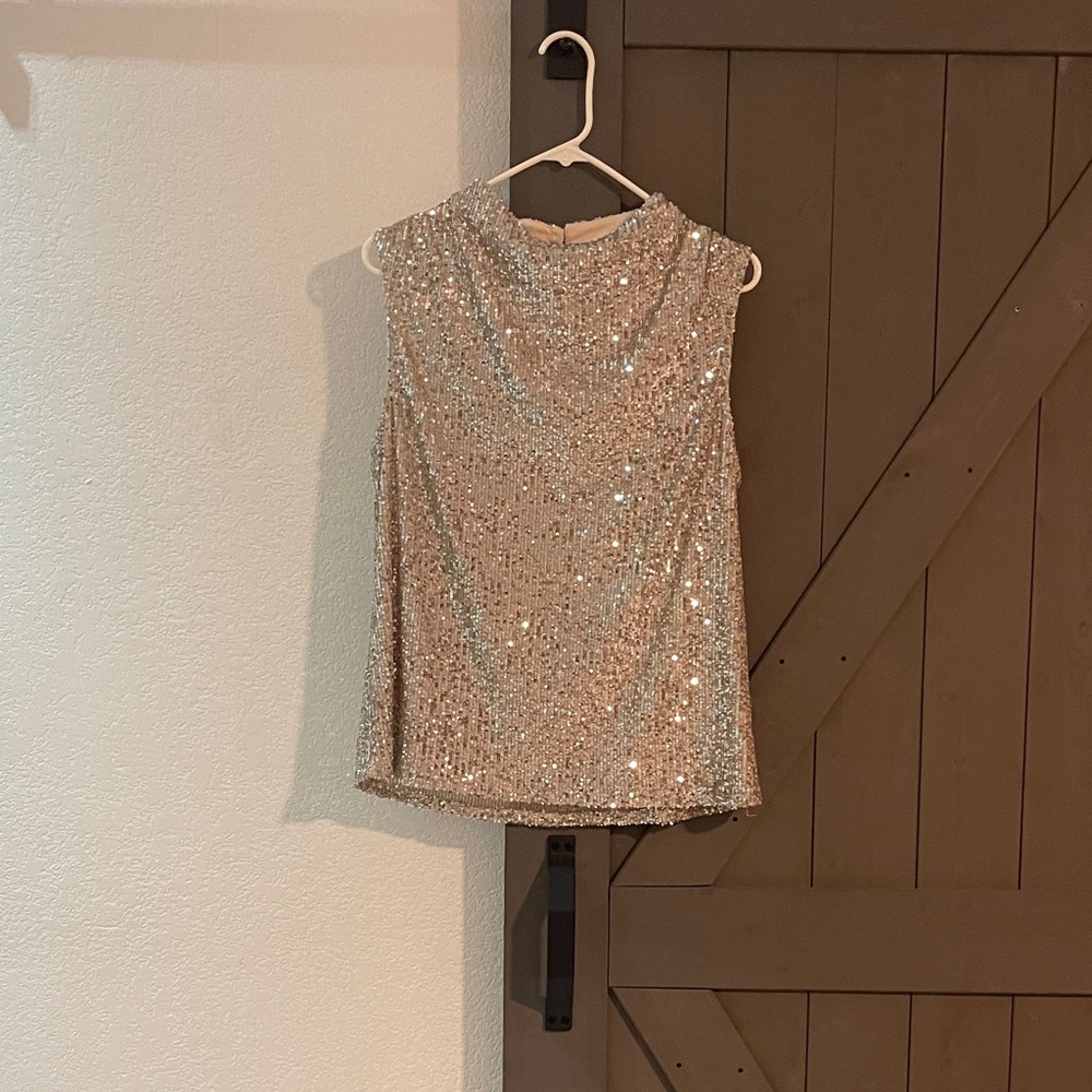 Sequin Sleeveless Top - Silver